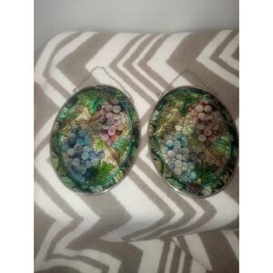 Amia Handmaid's‎ Stained Glass Sun Catcher Pair Grape Vine 7x5 Inch Hanging